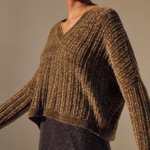 LA Hearts V-neck Pullover Sweater (Olive)